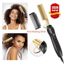 Electric Hair Straightener Curler Heating Styling Comb Straightening