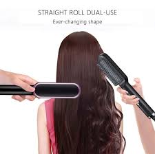 Electric Hair Straightener Curler Heating Styling Comb Straightening